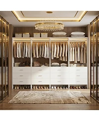 24" 4PC Freestanding Closet Organizer System with Hanging Rods and Drawers