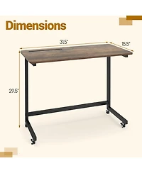 Sugift C-Shaped Mobile Side Table with Tablet Slot and Rolling Casters