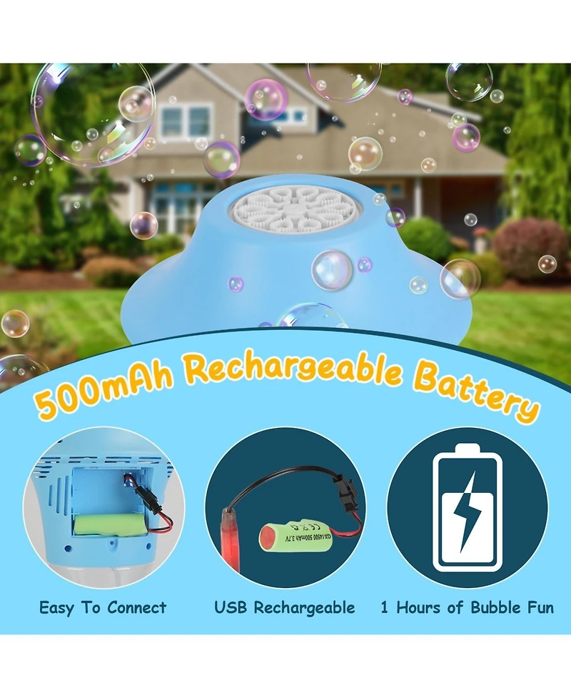 Zeny 2Pc 3 1 Standing Bubble Machines with Colorful Lights and Music Rechargeable Maker Stands 2 Modes