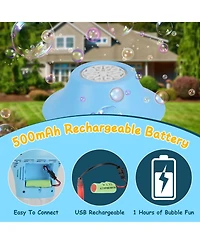 Zeny 2Pc 3 1 Standing Bubble Machines with Colorful Lights and Music Rechargeable Maker Stands 2 Modes