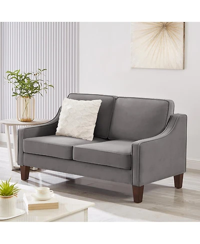 Streamdale Furniture Velvet 2-Seater Loveseat Sofa with Spring Cushion and Wood Legs