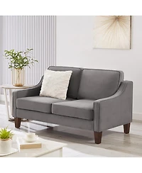 Streamdale Furniture Velvet 2-Seater Loveseat Sofa with Spring Cushion and Wood Legs