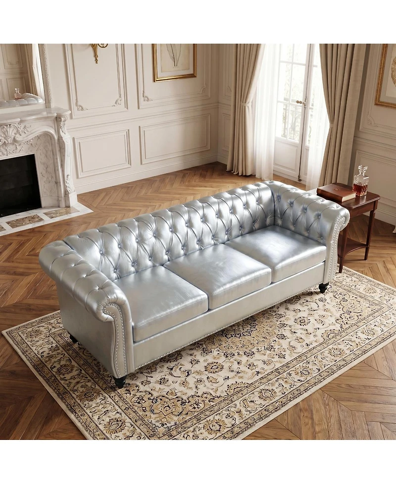 Streamdale Furniture Rolled Arm Chesterfield 3 Seater Sofa