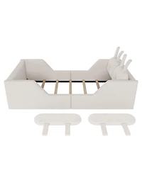 Streamdale Furniture Twin Upholstered Platform Bed with Rabbit Cushion and Removable Rails