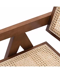 Flynama Modern Mid Century Rattan Accent Dining Chair with Armrests, for Living Room and Dining Room