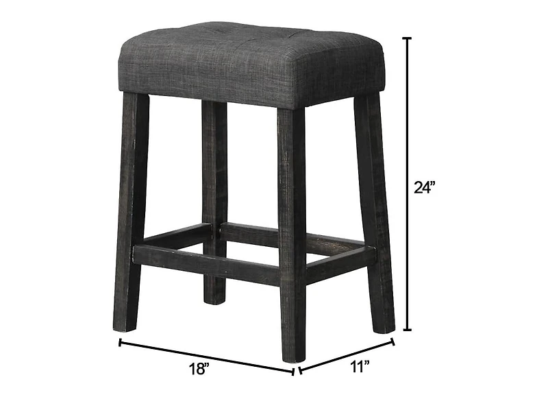 Flynama 3-Piece Counter Height Dining Set, Solid Wood Table with Outlet and 2 Tufted Linen Stools