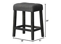 Flynama 3-Piece Counter Height Dining Set, Solid Wood Table with Outlet and 2 Tufted Linen Stools