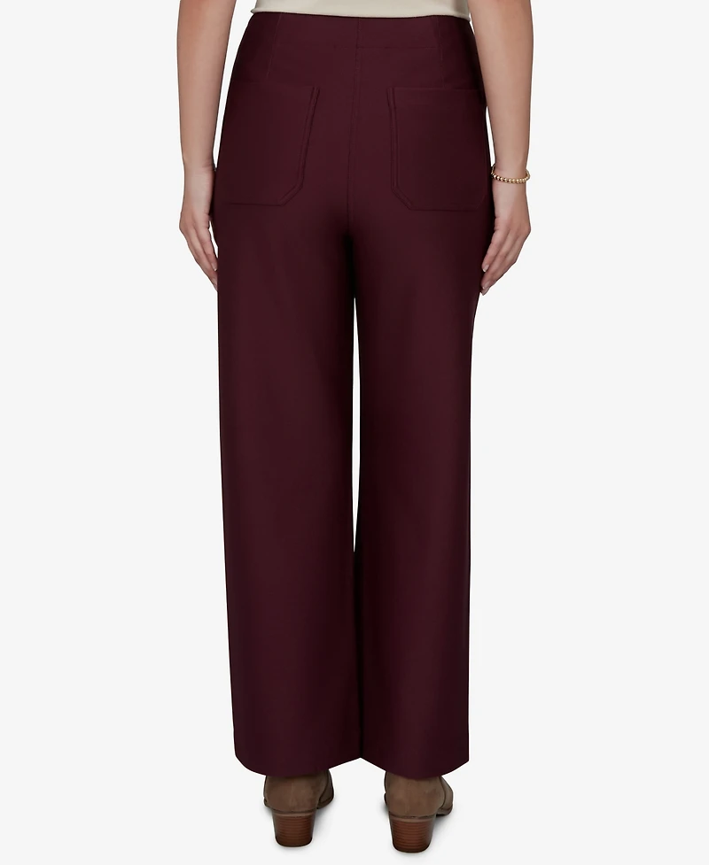 Ruby Rd. Petite Solid Pique Wide Leg Pull-On Pants