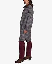 Ruby Rd. Petite Brushed Plaid Mid-Length Shirt Jacket
