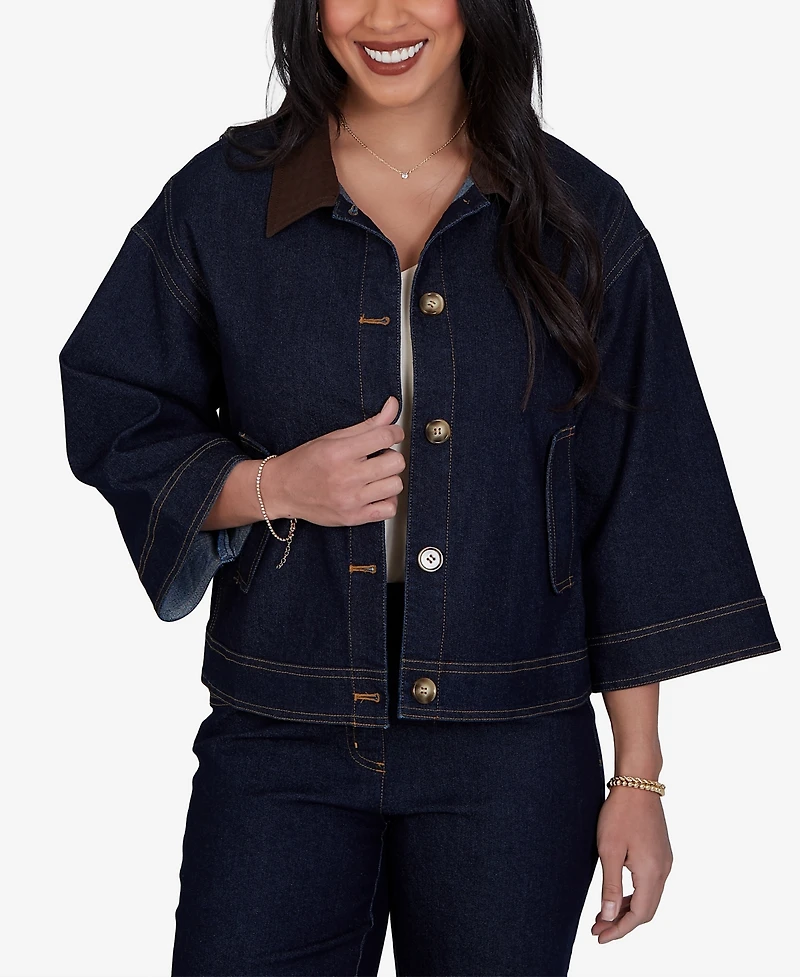 Ruby Rd. Petite Stretch Denim 3/4-Sleeve Jacket