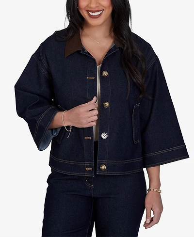 Ruby Rd. Petite Stretch Denim 3/4-Sleeve Jacket