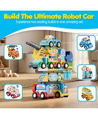Contixo TF1 2-in-1 Transforming Robot Building Set, 93-Piece Vehicle Construction Toy with City Scene Playset for Kids Ages 3+