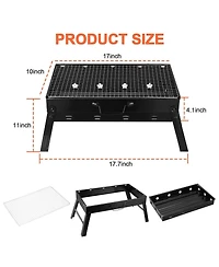 Mountaintop Portable Bbq Grill Foldable Charcoal Grill Lightweight Smoker Grill for Camping Picnics Garden Grilling