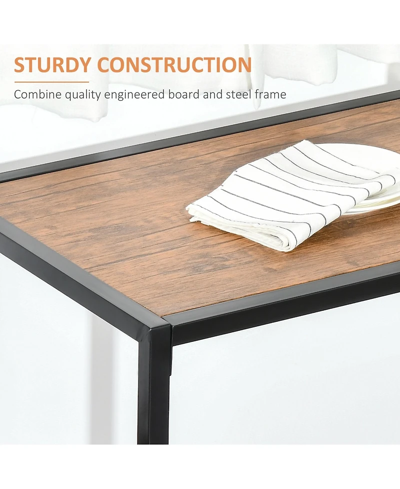 Flynama 3-Piece Multifunctional Industrial Dining Set, Square Mdf Table and 2 Low Back Stools