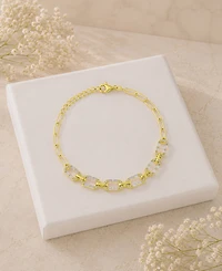 Macy's 14k Gold Over Sterling Silver Cubic Zirconia Mariner Link Paperclip Bracelet