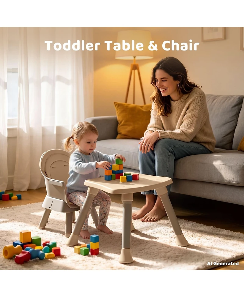 Kinder King 8-in-1 Baby High Chair Converts to Booster Seat and Kids Table Set with Removable Tray