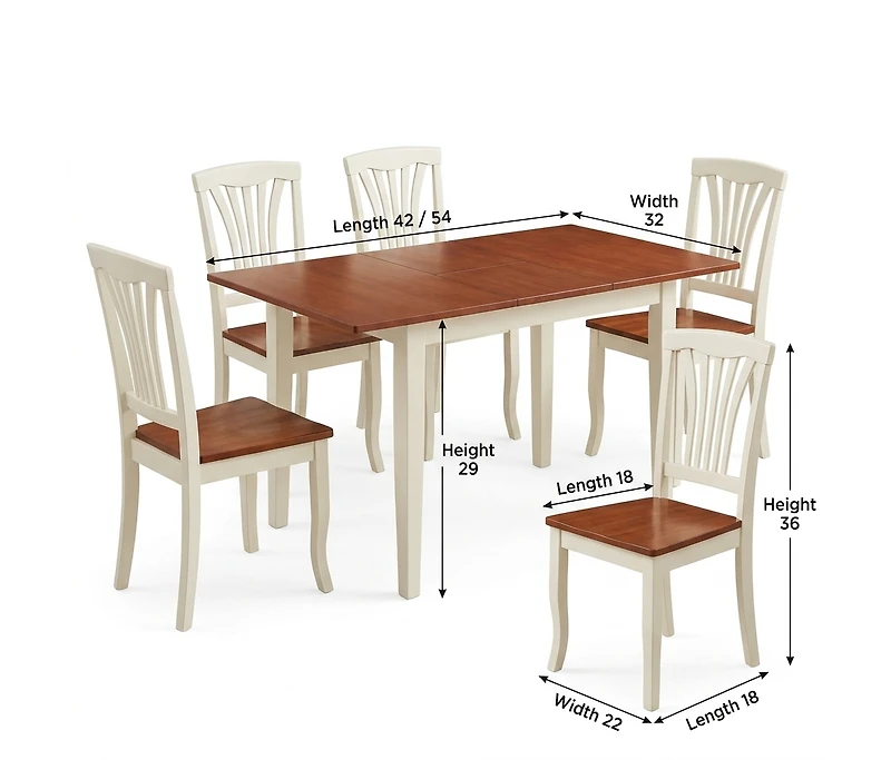 East West Furniture 5 Pc Dinette set for 4-Kitchen Table and 4 Dining Chairs