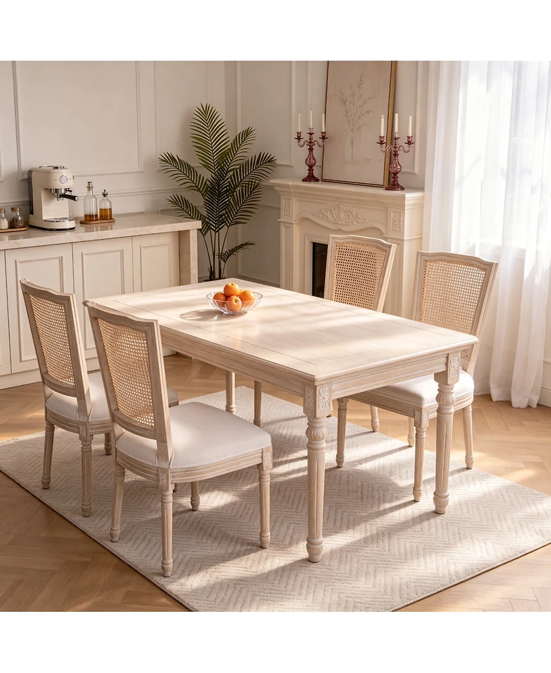 Streamdale Furniture French Country Upholstered Dining Chairs with Rattan Back, Set of 2