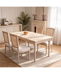 Streamdale Furniture French Country Upholstered Dining Chairs with Rattan Back, Set of 2