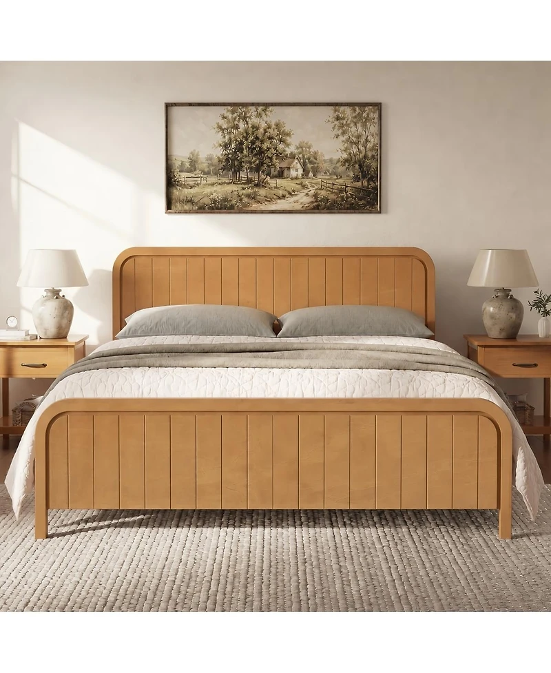 Streamdale Furniture King Wood Platform Bed Frame with Headboard