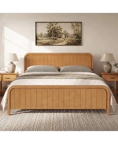 Streamdale Furniture King Wood Platform Bed Frame with Headboard