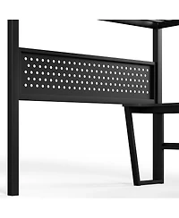 Streamdale Furniture Full Size Metal Loft Bed with Desk, Stairs, Usb, Led and Storage Drawers