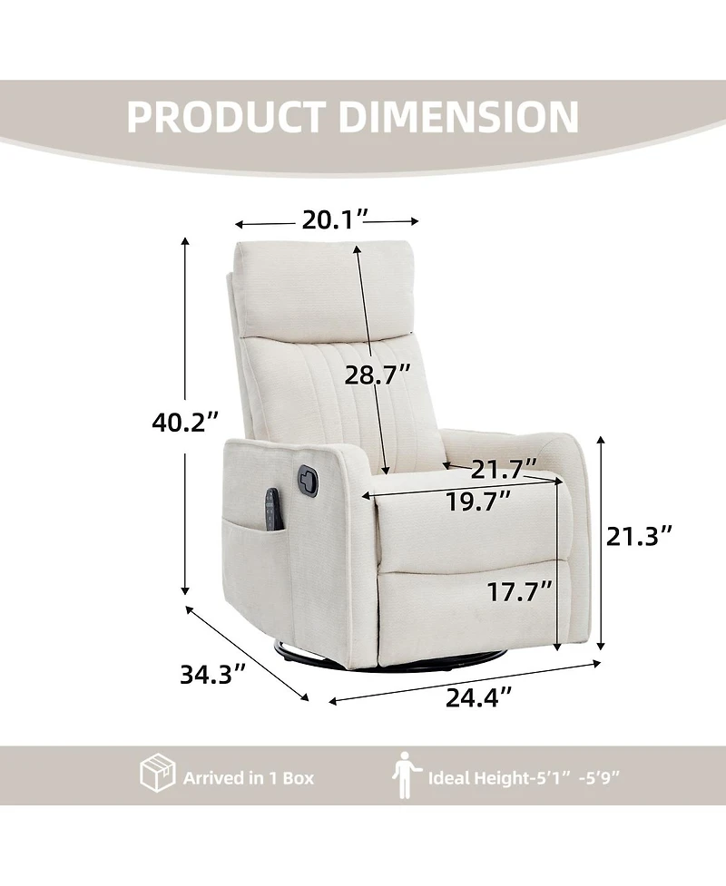 Streamdale Furniture Fabric Rocker Swivel Manual Massage Recliner Chair