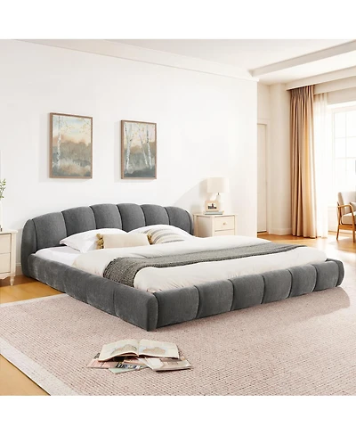 Streamdale Furniture King Size Elegant Chenille Upholstered Platform Bed Frame
