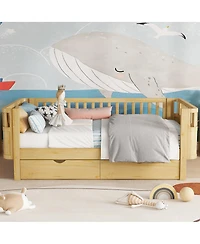 Streamdale Furniture Twin Size Wood Platform Bed with Rails for Kids