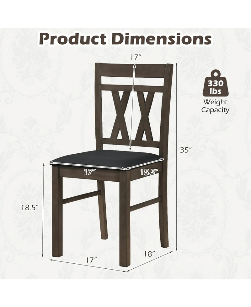 Sugift Modern Linen Style Upholstered Kitchen Chairs Set of 2 with X-Shaped Backrest Accents