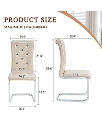 Flynama Set of 2 Retro Alligator Skin Pvc Dining Chairs, Crystal Buckle Chairs with Electroplated Metal Bow Legs