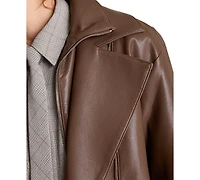 Kenneth Cole Women's Moto Asymmetrical Zip-Front High-Stand Collar Jacket