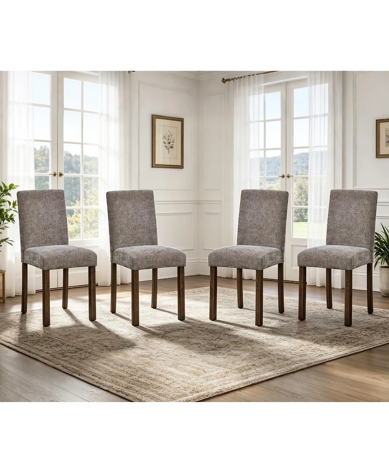 Streamdale Furniture Wooden Dining Chairs Set of 4, Walnut with Padded Seats