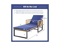 Boyel Living Adjustable Cushioned Patio Chaise Lounge Chair with 4-Level Backrest