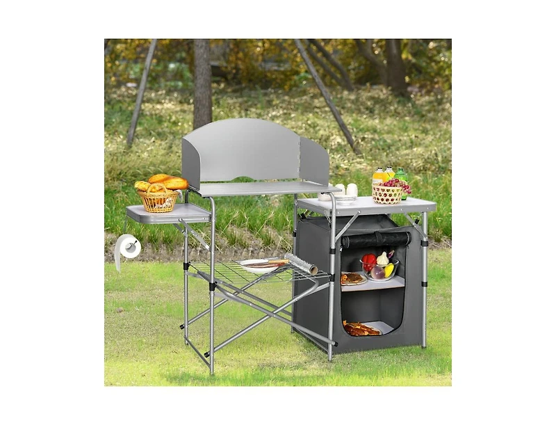 Boyel Living Foldable Outdoor Bbq Portable Grilling Table With Windscreen Bag