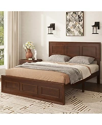 Streamdale Furniture Full Size Pine Wood Bed with Adjustable Headboard