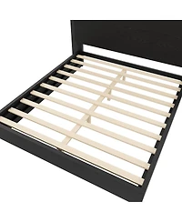 Streamdale Furniture Platform Bed Frame with Headboard and Led Light, Wood Slat Support, Queen