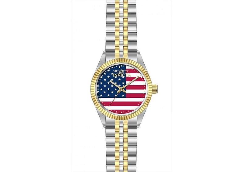 Invicta Specialty 50421 Men's 43mm Quartz Watch - Red, White and Blue Dial, Two-Tone Gold and Steel Bracelet