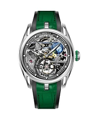 Invicta Celestial 69528 Men's 44.5mm Mechanical Watch - Steel Dial, Green Rubber Strap