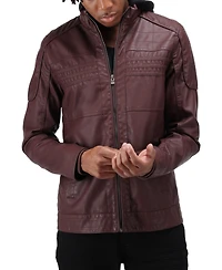 X-Ray Men's Hood and Faux Shearling Lining Moto Jacket