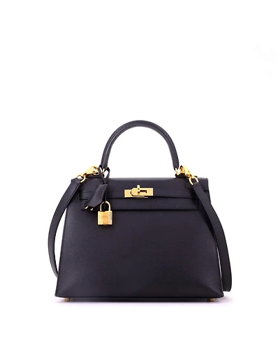 Pre-Owned Hermes Kelly 25 Handbag Black Epsom with Gold Hardware
