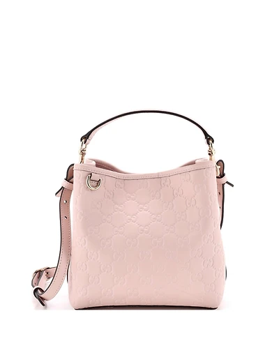 Pre-Owned Gucci Small Gg Emblem Bucket Bag Gg Embossed Leather