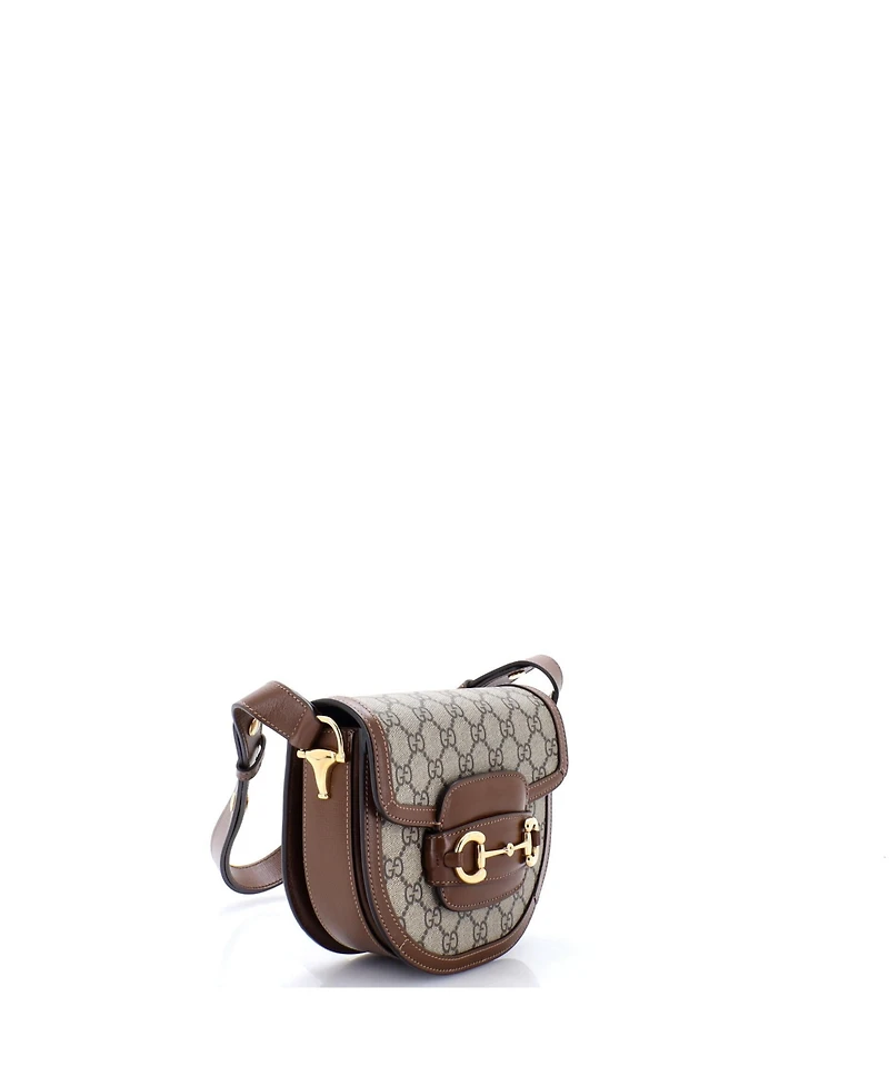 Pre-Owned Gucci Mini Horsebit 1955 Rounded Shoulder Bag Gg Coated Canvas and Leather