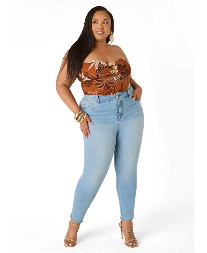 Ashley Stewart Women's Leaf Print Cutout Tube Top