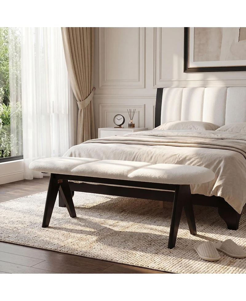 Streamdale Furniture Upholstered 53" Entryway Bench with Fabric and Black Legs