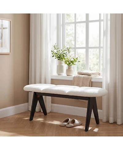 Streamdale Furniture Upholstered 53" Entryway Bench with Fabric and Black Legs