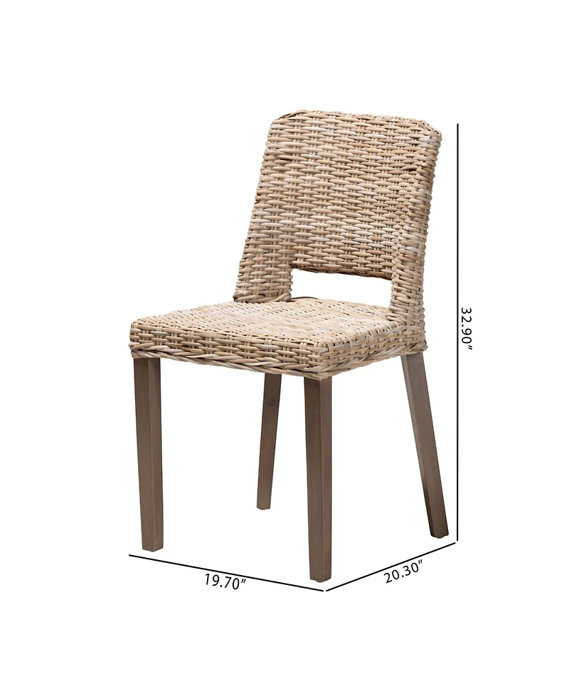 bali & pari Magy 32.9" Rattan Modern Bohemian Dining Chair