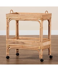 Bali Pari Lombok 32.3" Rattan Modern Bohemian Wine Cart