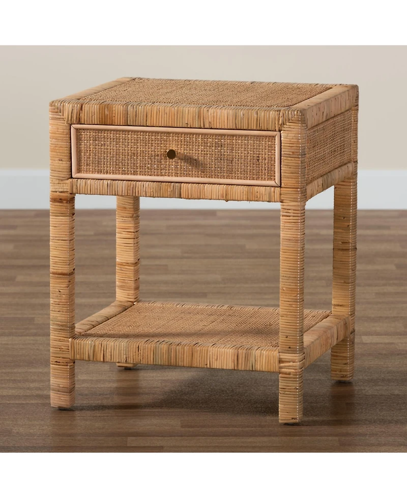 bali & pari Adelia 24.4" Rattan 1-Drawer Nightstand