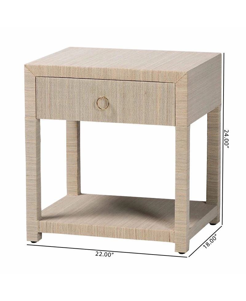 bali & pari Nata 24" Natural Grasscloth 1-Drawer Nightstand